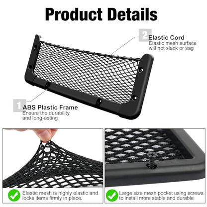 ABS Plastic Frame Automotive Cargo Nets Car Net Pocket Phone Car Mesh Net Holder RV Storage Boat Cargo Pocket Organizer Framed Mesh Net Pocket with Screws for Auto RV Net(2, 13.8 x 5.1 Inch) - size: 13.8 x 5.1 Inch
