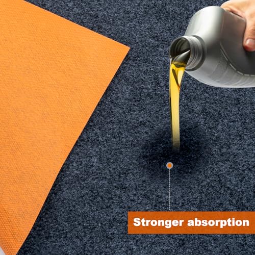64 X 32 Inch Heavy Duty Oil Spill Mat, 6.5mm Thickened Garage Floor Mat for Under Car, 1/4" Waterproof Rubber Backing Absorbs Oil Quickly, Washable, Reusable, Durable, Non-Slip - size: 2'8" x 5'4" (Square)