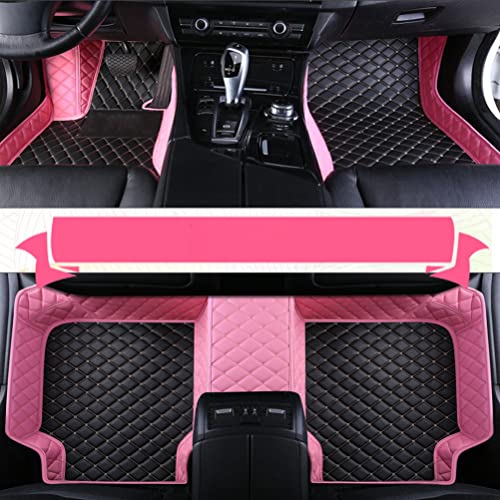 Customized Personalized car Floor mats, All-Weather Anti Slip and Waterproof Leather car Floor mat Set, 99.98% Customized Floor mats for Cars, Trucks, and SUVs (Edge Pink Medium Black Beige) - color: Edge Pink Medium Black Beige