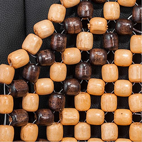 Road Comforts Wood Beaded Seat Cover Back Massage Cushion for Stress Free - Keeps Back from Getting Sweaty While Driving 1PC (Beige) - color: Beige Wood
