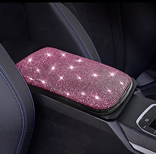 Car Armrest Cover Pink Car Accessories for Women Rhinestone Diamond Bling Car Accessories Interior Car Decor Birthday, for Women - color: pink
