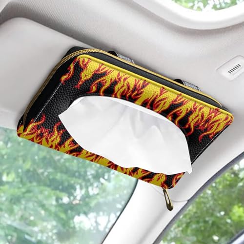 Flame Leather Tissue Holder Car Mask Holder Car Sun Visor Napkin Holder Luxury PU Leather Easy to Install Clean - color: Flame
