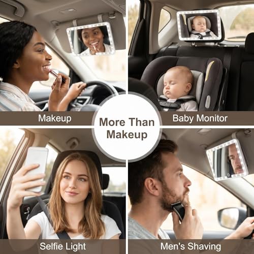 Car Sun Visor Vanity Mirror, 3 Light Modes & 60 LEDs, Rechargeable Dimmable Touch Screen Travel Makeup Mirror,Universal for Truck SUV-Car Accessories Essentials for Women（White）