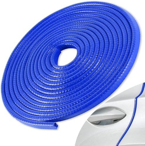 SINGARO 49Ft (15M) Car Door Edge Guard, No Glue Car Door Entry Guard Protective Strip, Rubber Edge Trim Car Door Protector, Applicable to Car, Truck, SUV and ATV, Car Exterior Accessories（Blue） - color: Blue, size: 49Ft/15M