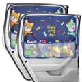 2 Pack Car Window Shade for Baby, Blackout Car Sun Shades with Storage Pockets, 7 Suction Cups, Blue, Cute Patterns for Sun/Heat/UV Rays Protection, Standard Passenger Cars - color: Blue-Cute Dogs 2PC