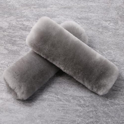 Authentic Sheepskin Car Seat Belt Pad,2 Pack Soft Seat Belt Cover for Shoulder Pad Neck Cushion Protector Car Accessories by Genuine Natural Merino Wool (Misty Gray)