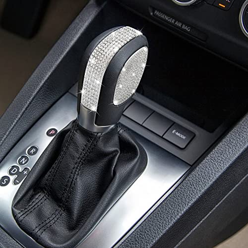 TOMALL Bling Gear Shift Knob Cover Compatible With VW Jetta Beetle Atlas Tiguan - Bling Panel Trim Shiny Accessory Interior Lever Cover With Crystal Rhinestones Decorations for Car