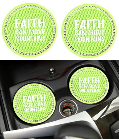 Dotesy 7 Pcs Fluffy Cartoon Frog Car Steering Wheel Cover Set, Wool Steering Wheel Protector with Cup Coasters, Soft Plush Rear Mirror Cover Accessories for Women (Green Frog)