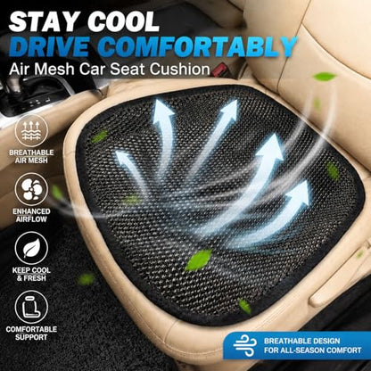 acdiac Summer Cool 3D Air Mesh Breathable Vented Car Seat Cushion Pad,Universal Auto Back Cooling Ventilated Seat Cover for Car SUV Truck Van Pickup for Driving Seat(Black, 1 Pack seat pad) - size: 1 pack seat pad