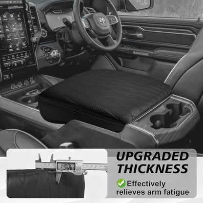Center Console Armrest Cover Fit for Ram 1500 2500 3500 2019-2026 Accessories, Comfort Armrest Pad Console Lid Cushion Vegan Leather 1-Inch Extra Thick, Bucket Seat ONLY (V2 Diamond Pattern) - size: 3) 19-25|Ram1500/2500/3500|Bucket Seat,+Thick,V2