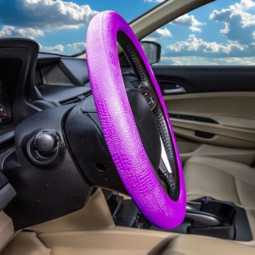 FH Group Universal Fit Silicone Snake Pattern with Massaging Grip Violet Steering Wheel Cover fits Most Cars, SUVs, Trucks, and Vans Violet - color: Violet