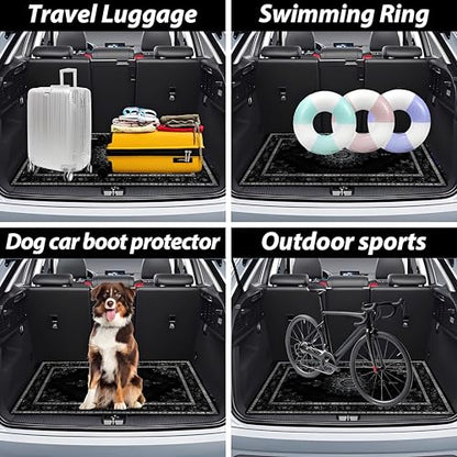 Universal Car Trunk Mat 29" x 39", Black Retro Bohemian Style All Weather Durable Cargo Mat Protector for SUV, Truck, Van | Stylish Cargo Liner Cover Leopard Print Car Accessories - color: Retro Bohemian Style