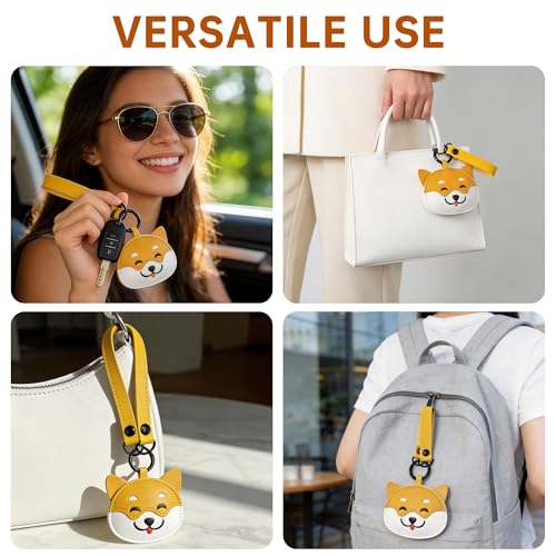 Cute Cartoon Keychain for Girl and Boy, 2 PCS Animal Key Ring Charm for Handbag, Purse, Backpack, Car Keys - color: White Yellow (Panda+dog)