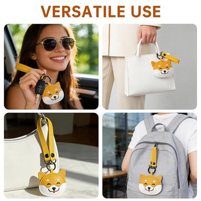 Cute Cartoon Keychain for Girl and Boy, 2 PCS Animal Key Ring Charm for Handbag, Purse, Backpack, Car Keys - color: White Yellow (Panda+dog)