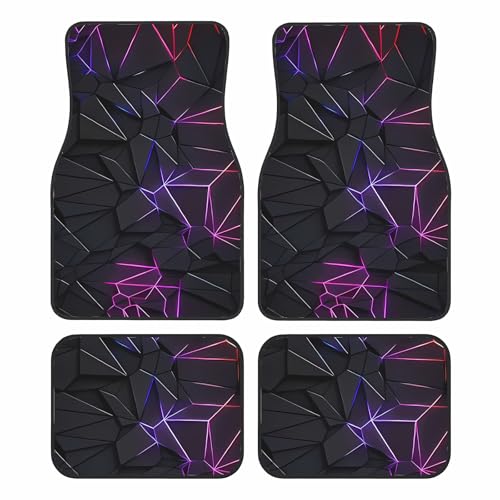 Universal Fit Car Floor Mats Set of 4Pcs, Geometric Purple Pattern All-Weather Front Rear Car Carpet Mats, Non-Slip Car Floor Mat Car Accessories for Automotive Trucks SUV Sedans Vans - color: Geometric Purple Pattern