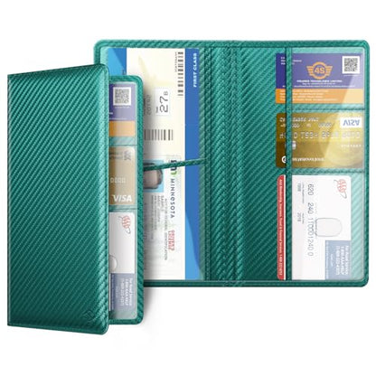 FINPAC Car Registration and Insurance Card Holder, Vehicle Glove Box Card Organizer Wallet Automobile Accessories for License - color: Dark Green