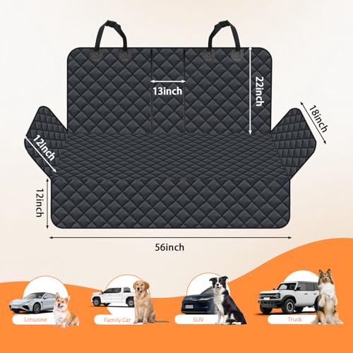 Dog Car Seat Cover for Back Seat Pet Cover for Dogs, Waterproof Nonslip Car Seat Covers Protector Scratchproof Pet Bench Seat Covers for Cars Large Sedan & Large SUV