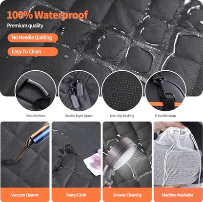Dog Car Seat Cover for Back Seat, 1seat to 3seats can be Switched at Will. Back Seat Extender with Hard Bottom. 600D Heavy Duty Scratch,Nonslip,Waterproof Dog Hammock for Cars,Trucks and SUVs. - color: Black and Orange