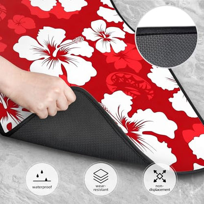 Delerain Hibiscus Flowers 4-Piece Car Floor Mats Front and Rear Rubber Backing Carpet, Auto Foot Mats All Weather Universal Fit Car Decor Accessories Fit for SUV, Vans, Sedans, Trucks
