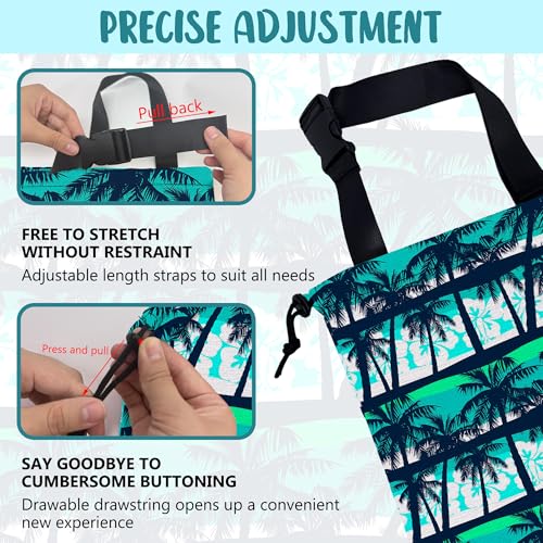 Car Garbage Bag Tropical Green Palm Trees Hanging Canvas Car Trash Bag Waterproof Drawstring Car Back Seat Organizer for Car Back Front Seat Console with Adjustable Buckle - color: Tropical Green Palm Trees
