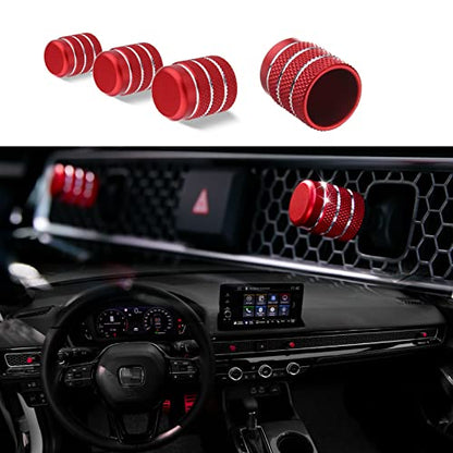 Compatible with Honda Civic 2022-2026 Center Consoles Air Vent Shift Knob Cover A/C Wind Outlet Lever Decoration Trims 4PCS for 11th Gen Civic, 2023-2026 CR-V (Red)