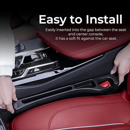 Car Seat Gap Filler, 2-Pack No-Drop Seat Side Gap Seam Filler Organizer with Phone Holder, Universal Fit Fill The Gap Between Seat & Console, Perfect for Car, SUV, Truck