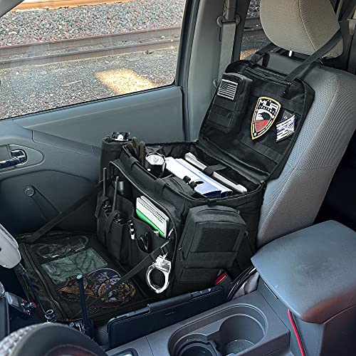 Trunab Patrol Bag Law Enforcement, Police Duty Bag, Car Front Seat Organizer Compatible with 15.6” Laptop, Multiple Compartment, Molle Webbing, Removable Strap, Detachable Kettle Bag