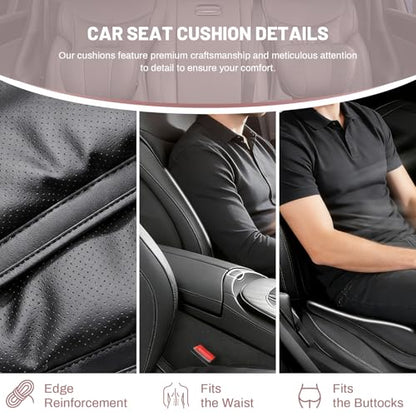 Car Seat Cushion for Car,Pu Nappa Leather with Breathable Memory Cotton Core Filling & Non-Slip Sole,Water Proof,Car Seat Cushions for Driving&Office Chair (car seat Cushion)