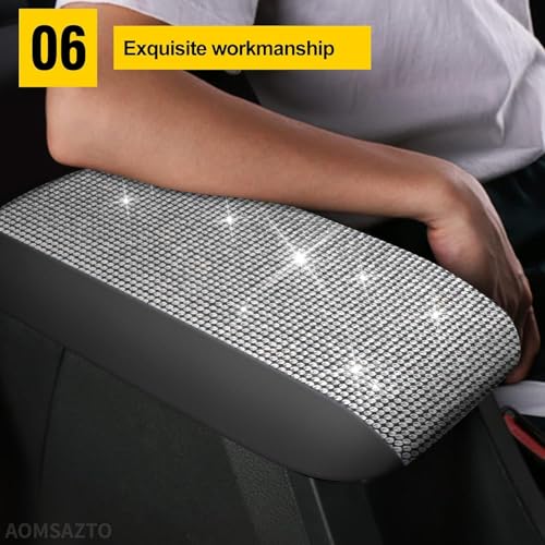AOMSAZTO Bling Crystal Diamond Console Covers for 2012-2015 Honda Civic Leather Armrest Covers - color: Bling color