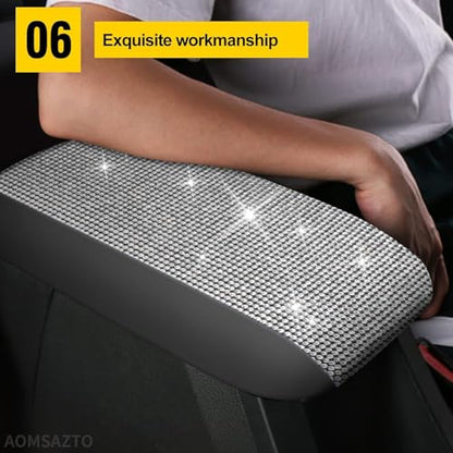 AOMSAZTO Bling Crystal Diamond Console Covers for 2012-2015 Honda Civic Leather Armrest Covers - color: Bling color
