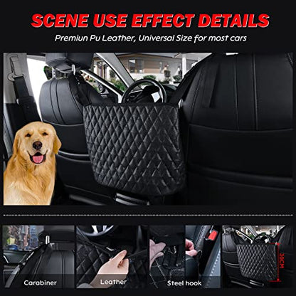 eing Car Organizers And Storage Purse Holder, Large Capacity Car Net Pocket Handbag Holder, Automotive Consoles & Backseat Organizer, Leather Back Seat Bag Between Car Front Seats, Black - color: Black