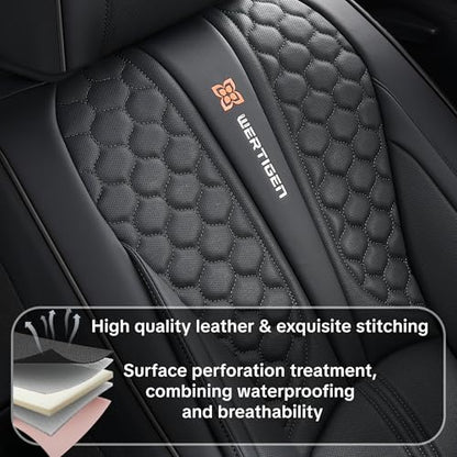 Black Universal Car Seat Covers Premium Nappa Leather with Lumbar Support Waterproof Full Set Non-Slip Contoured Fit Airbag Compatible Fits Most Vehicles Easy to Clean and Install - color: A_Black