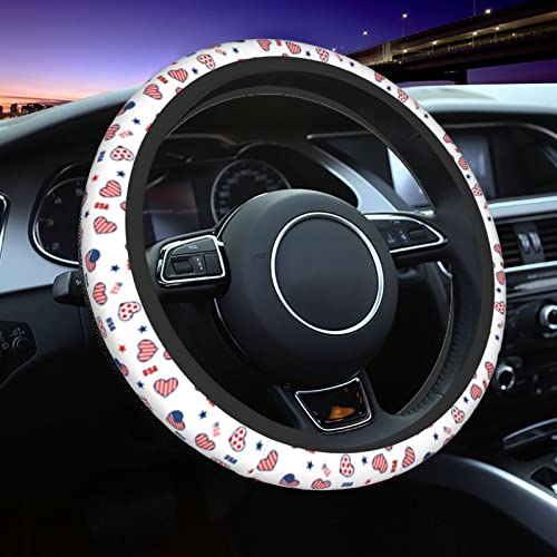 4th of July American Flag Steering Wheel Covers Universal 15 Inch Non Slip Neoprene Car Steering Wheel Protector Covers for Men Women - color: Black6