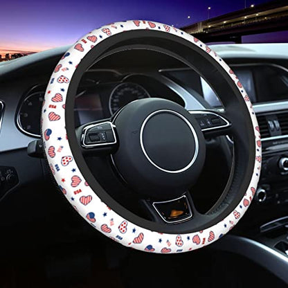4th of July American Flag Steering Wheel Covers Universal 15 Inch Non Slip Neoprene Car Steering Wheel Protector Covers for Men Women - color: Black6