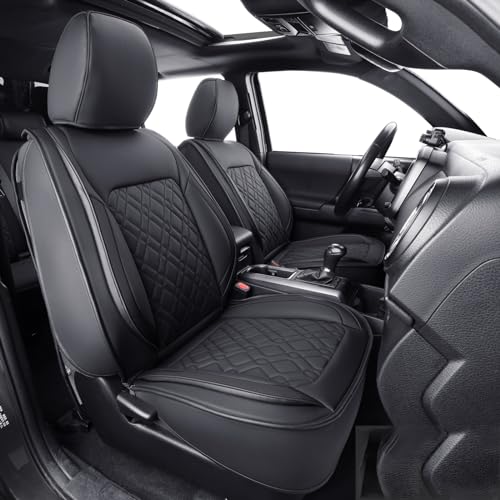 LUCKYMAN CLUB F150 Full-Set Seat Covers J03-Q3 with Waterproof Faux Leather, Fit 2015-2026 Ford F150 and 2017-2026 F250 F350 F450 (Full Set, Black) - color: Black, size: Full Set