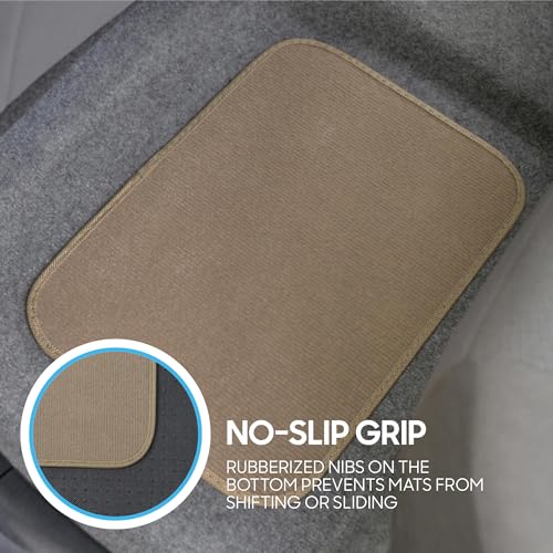Beige Heavy Duty Front & Rear Carpet Floor Mats Universal Liners for Car SUV Van & Truck, All Weather Protection with Anti-Slip Nibs, Fit Contours of Most Vehicles - color: 100-MB