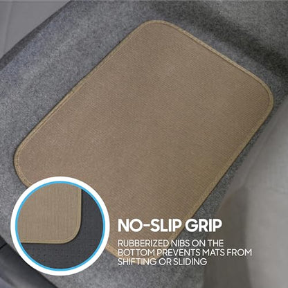 Beige Heavy Duty Front & Rear Carpet Floor Mats Universal Liners for Car SUV Van & Truck, All Weather Protection with Anti-Slip Nibs, Fit Contours of Most Vehicles - color: 100-MB