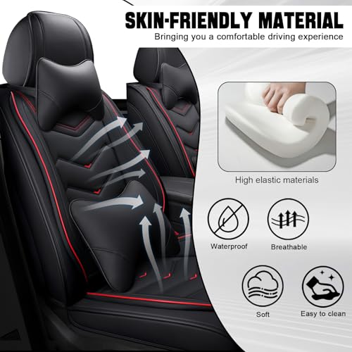 Car Seat Cover for KIA Soul 2010-2025, Seat Covers Full Set,Non-Slip Waterproof seat Cover,Wear-Resistant Nappa Leather car seat Covers. (Luxury 5 Seats/Black) - color: Black, size: Luxury 5 Seats