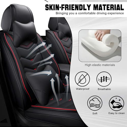 Car Seat Cover for KIA Soul 2010-2025, Seat Covers Full Set,Non-Slip Waterproof seat Cover,Wear-Resistant Nappa Leather car seat Covers. (Luxury 5 Seats/Black) - color: Black, size: Luxury 5 Seats