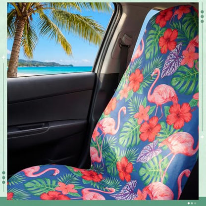 2 Pack Car Seat Towel Covers, 63 x 32 Universal Non Slip Microfiber Sweat Protector for Gym Running Swimming Yoga, Washable Bucket Seat Covers for Cars Trucks SUVs(Flamingo) - style: Flamingo