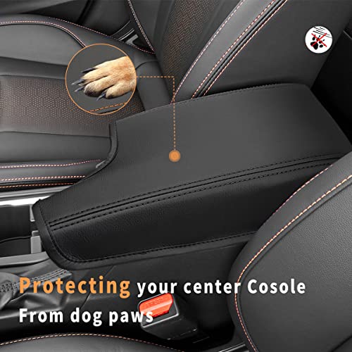 INTGET Car Center Console Armrest Cover for 2021 2022 2023 Subaru Crosstrek 2018 2019 2020/Impreza Accessories 2017-2023 Leather Arm Rest Box Lid Middle Console Cover Seat Protector (Black Stitches) - color: Black with black stitches