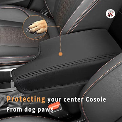INTGET Car Center Console Armrest Cover for 2021 2022 2023 Subaru Crosstrek 2018 2019 2020/Impreza Accessories 2017-2023 Leather Arm Rest Box Lid Middle Console Cover Seat Protector (Black Stitches) - color: Black with black stitches