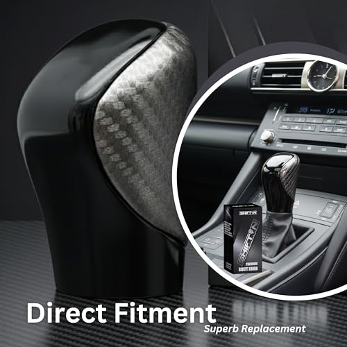 Gear Shift Knob for Lexus RX-350 ES GS GX-460 IS350 NX300 RC-300 RX 200t 300 350 3450h 450hL 350L F-Sport Automatic Shifter Lever Handle Head (Gray Carbon Leather/Piano Black) - color: Gray Carbon Leather / Piano Black