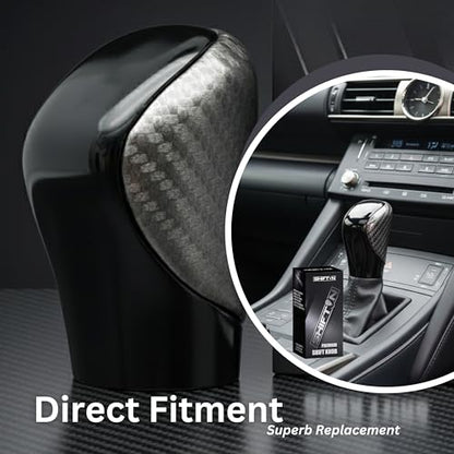 Gear Shift Knob for Lexus RX-350 ES GS GX-460 IS350 NX300 RC-300 RX 200t 300 350 3450h 450hL 350L F-Sport Automatic Shifter Lever Handle Head (Gray Carbon Leather/Piano Black) - color: Gray Carbon Leather / Piano Black