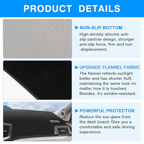 Autorder Dashboard Cover Mat for Honda Pilot 2016-2022 / Passport 2019-2025 / Ridgeline 2017-2025 Accessories Dash Cover Upgrade Flannel Dash Mat Sunshade Glare UV Rays Protector - size: 2016-2022 Honda Pilot