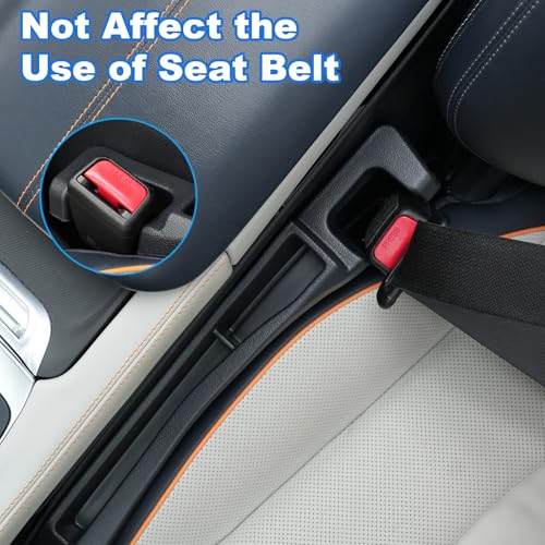 Car Seat Gap Filler with Drop Prevention & Storage Hook - Between Seats Console Organizer for SUV Truck - Car Accessories - Set of2 (Black)