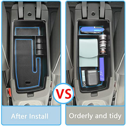 Center Console Organizer Tray Compatible with Chevy Bolt EUV Bolt EV Accessories 2022-2023 Interior Secondary Armrest Storage Glove Box Divider ABS Material, Customized Design, Blue