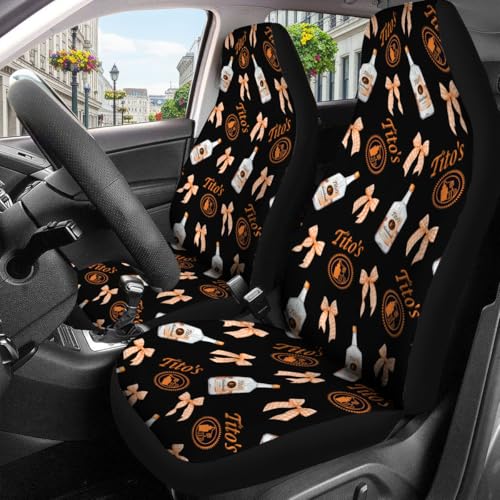 American Vodka Car Seat Covers Set of 2, Breathable Front Seat Covers for Truck Sedan SUV, Funny Car Accessories, Wine Themed Gift for Women Men - color: American Vodka