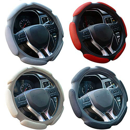 Auto Steering Wheel Cover Hand Pad Cushion Slip-on Universal Fit 15'' / 38 cm (Grey) - color: grey