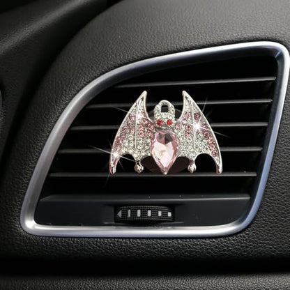 New Bat Aromatherapy Car Decoration Clip Car Air Vent Decorative Fragrance Bat Rearview Mirror Pendant Ambience Decoration Pendant (Double Silver Bat) - size: Double Silver Bat